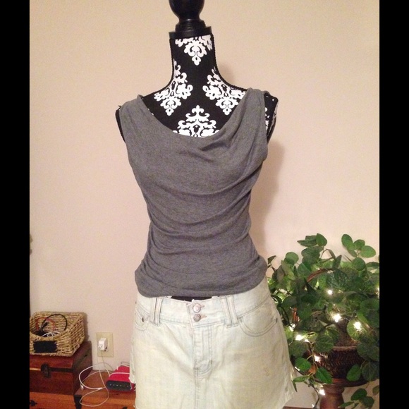 Grey Scoop Neck Top