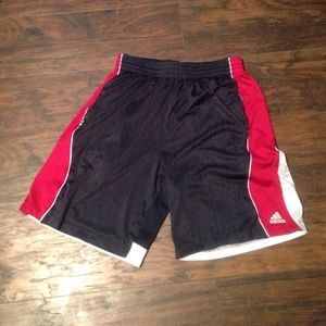 Navy blue white and red basketball shorts Adidas