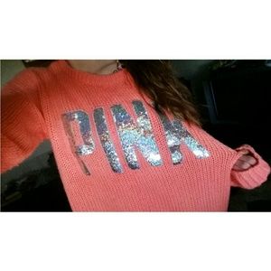 RARE VICTORIAS SECRET VS PINK BLING SEQUIN SWEATER