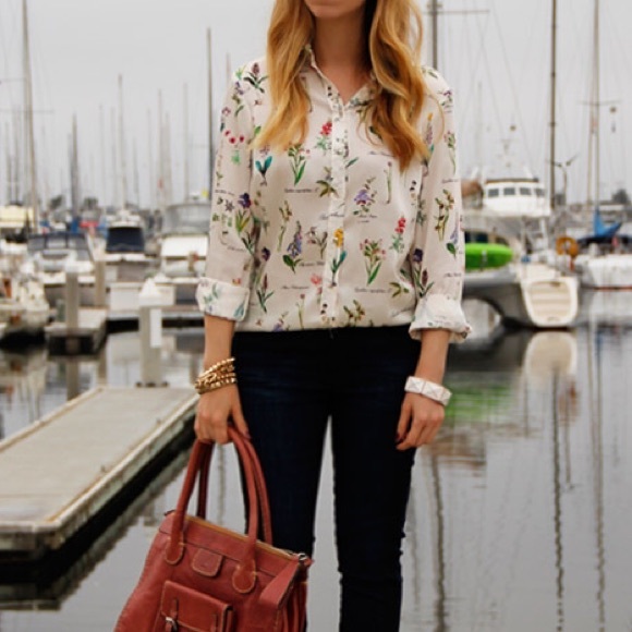 Super rare Zara botanic herb flower top blouse