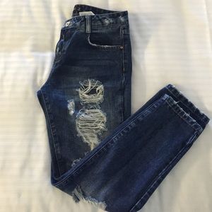 Distressed Dark Wash Boyfriends