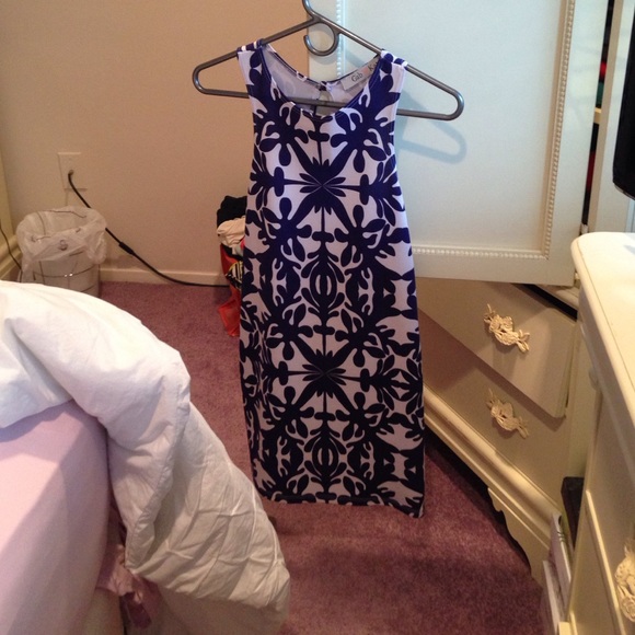 Blue and white dress