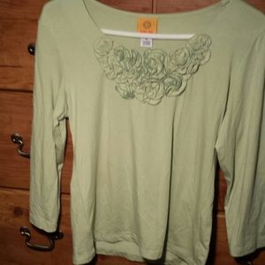 Lime green w ruffle collar shirt
