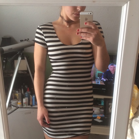 Black and white stripe dress