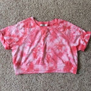 pink tie dye halfie top