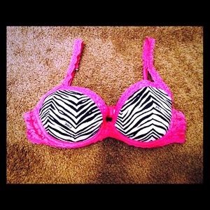 Zebra print pink laced bra