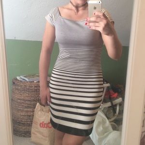 Black and white striped dress