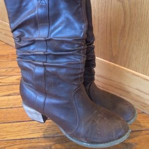 Brown distressed boots