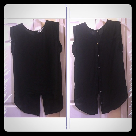 Sheer black hi low top with open back