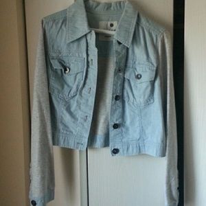 Cloth denim and grey jacket