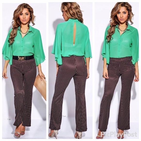 💟🆕 CLASSIC PANTS // OFFICE Pinstripes [BROWN] - Picture 1 of 2