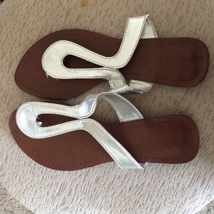 brown and silver sandals