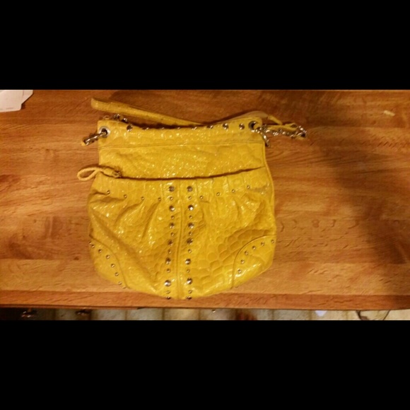 Yellow leather-studded purse