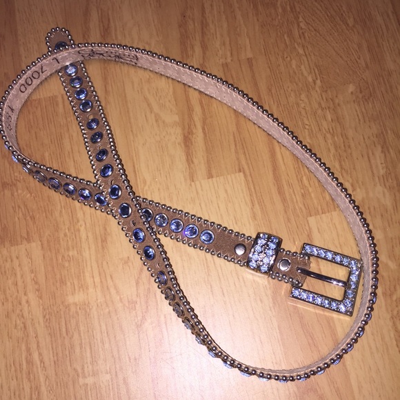 Authentic BB SIMON genuine Swarovski leather belt