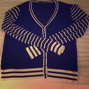 Navy blue Forever 21 striped sleeve cardigan