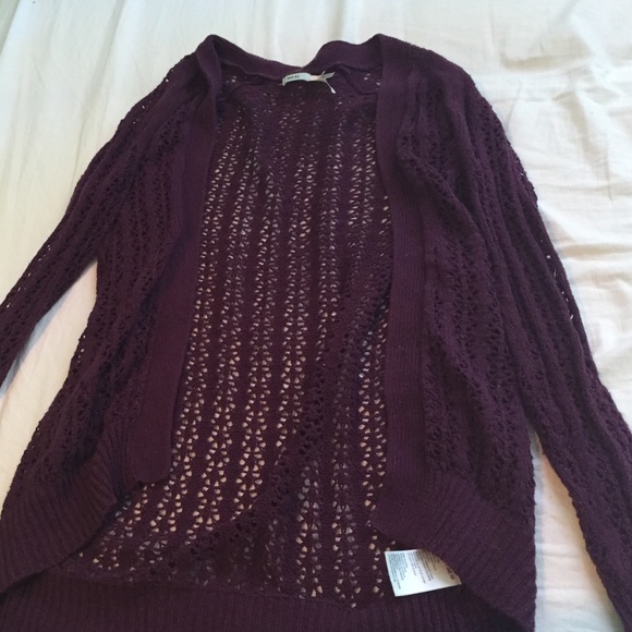 Kimchi Blue eggplant colored knit cardigan