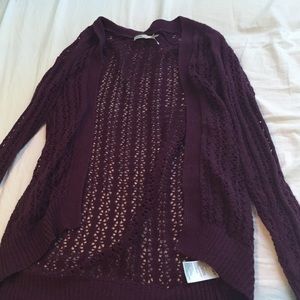 Kimchi Blue eggplant colored knit cardigan