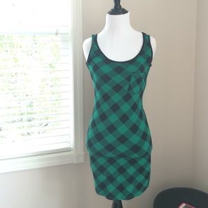 Green and black plaid dress