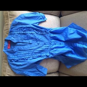 Blue ruffle Elle tie shirt