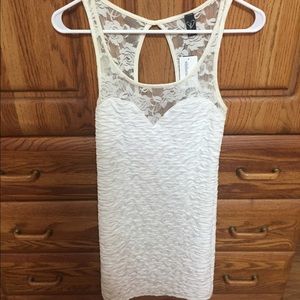 White Windsor Lace and Ribbed Dress