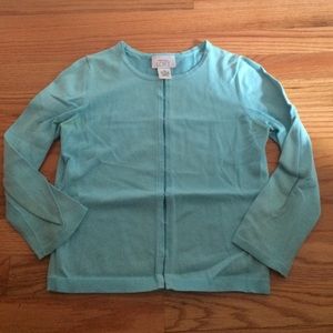 Ann Taylor Loft cropped light blue cardigan