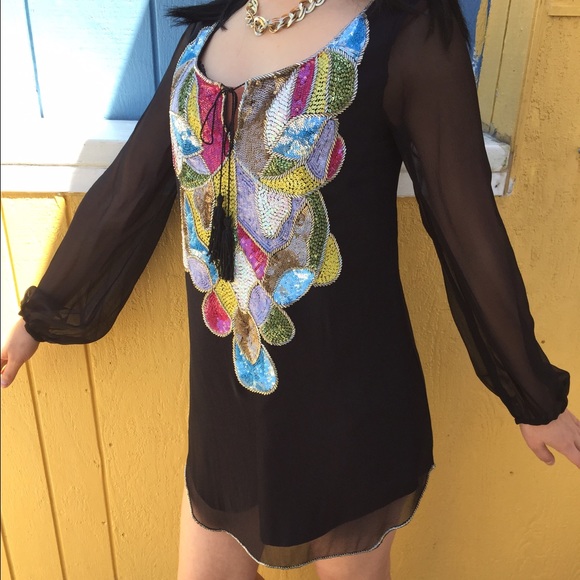 NEW Elegant Colorful Beaded Sequin Cocktail Dress