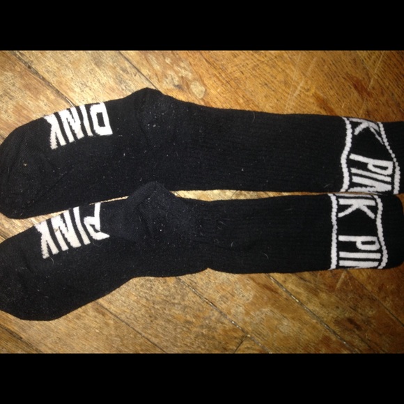 high rise PINK black socks