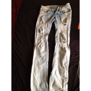 Wet Seal Ripped Light Bleach Wash Jeans {ON HOLD}