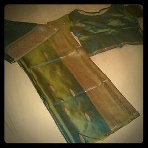 Seafoam silk sari and top