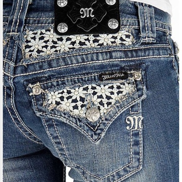 Miss Me Denim - miss me's crocheted pockets, boot cut