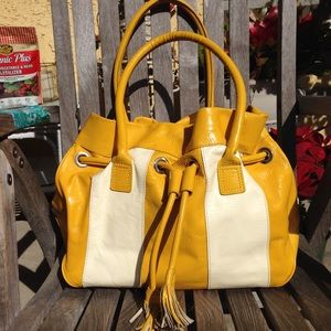 Boden yellow and white handbag