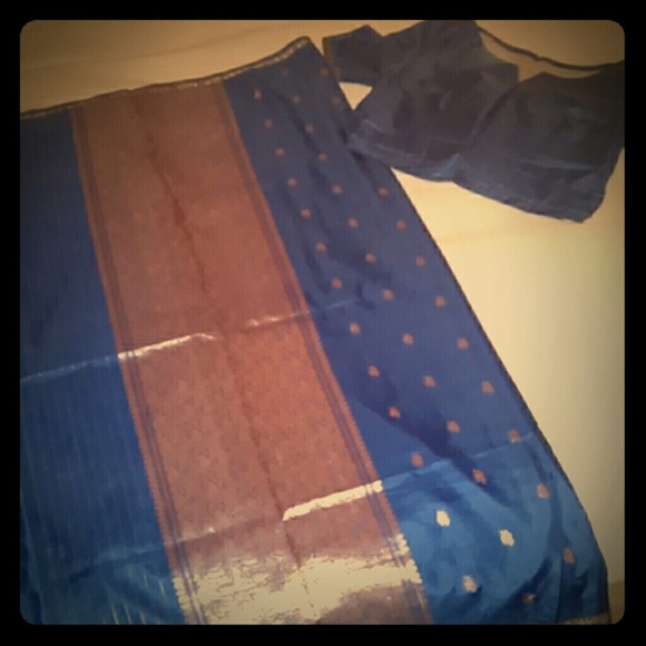 Lapis Lazuli Blue Silk Sari