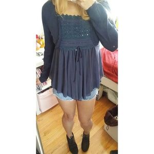 Embellished Baby doll chiffom sweater top