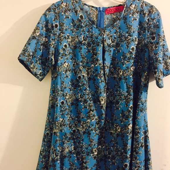Blue Floral Boohoo UK Dress