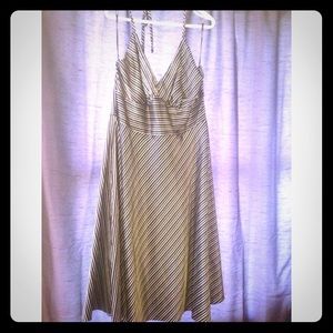 Black and white striped satin dress