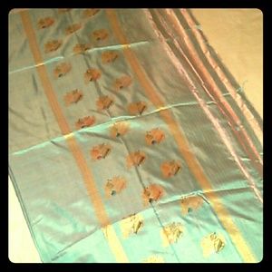Sky blue 100% silk sari