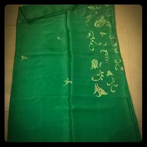 Emerald green 100% satin sari