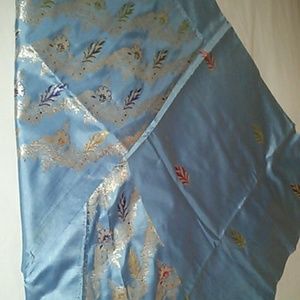 Pale blue 100% silk sari