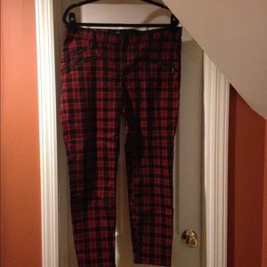 Plaid Red & Black Jeans