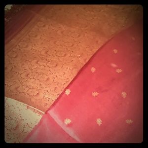 Mulberry silk sari with silver embroidery