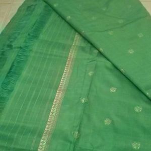 Green sari with champagne embroidery