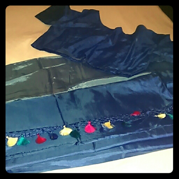Cobalt blue sari work top and slip