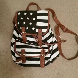 Rue 21, black and white, backpack.