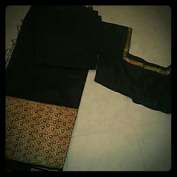 Black and gold silk sari