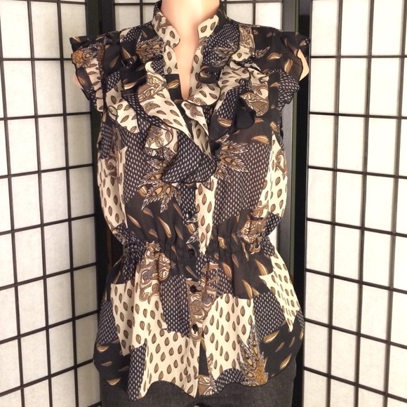 Larry Levine Tops - ⚫️BLACK & TAN PRINT TOP⚫️