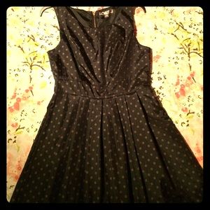 Navy blue and gold polka dot dress
