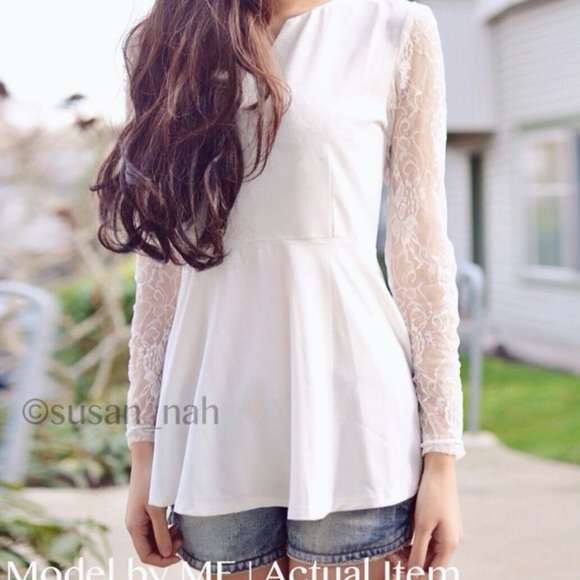 Lace long sleeve peplum dress top - Picture 4 of 4