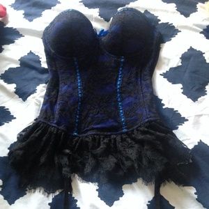 Blue & Black Lace Corset