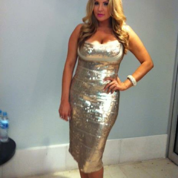 Herve Leger Dresses & Skirts - Herve Leger Gold Sequin Dress👗