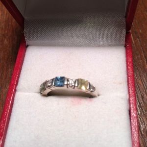 Sapphire, diamond, citrine and peridot ring